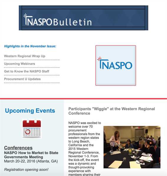 NASPO was excited to welcome over 70 procurement professionals from the western region states to Long Beach, California and the 2015 Western Regional Conference, November 1-3. From the kick-off, the event was a dynamic and thought-provoking experience with members sharing their insight and experience on procurement issues most important to western states.